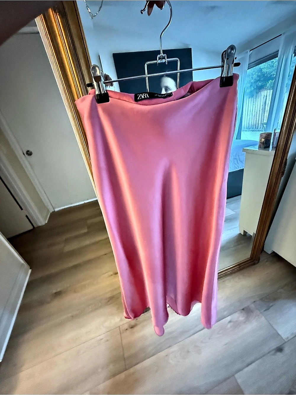 Zara Satin Midi Skirt Pink